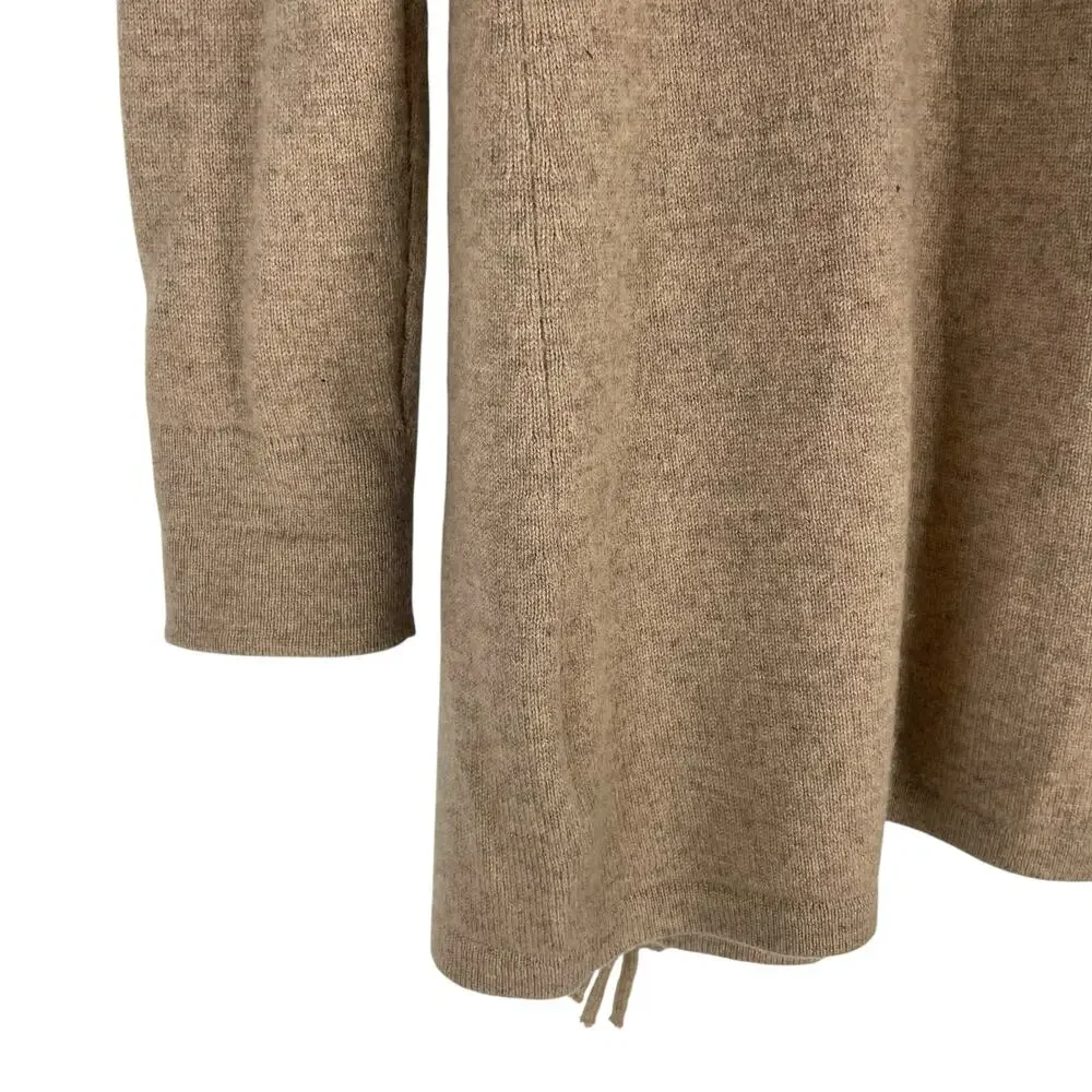 Magaschoni 100% Cashmere Fringe Trim Open Front Cardigan Brown Size XS